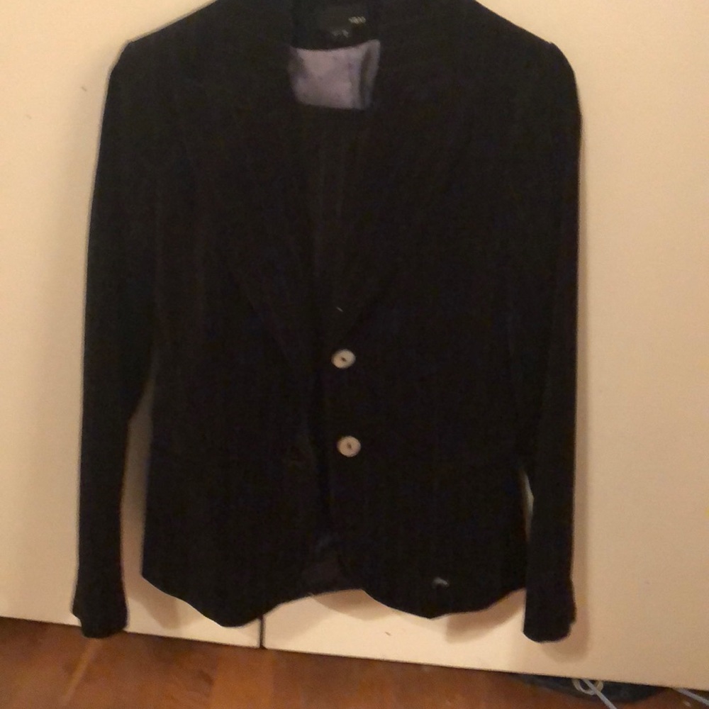 Black pin striped velvet pant suit